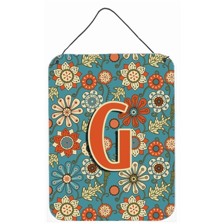 Carolines Treasures Letter G Flowers Retro Blue Wall and Door Hanging Prints CJ2012-GDS1216